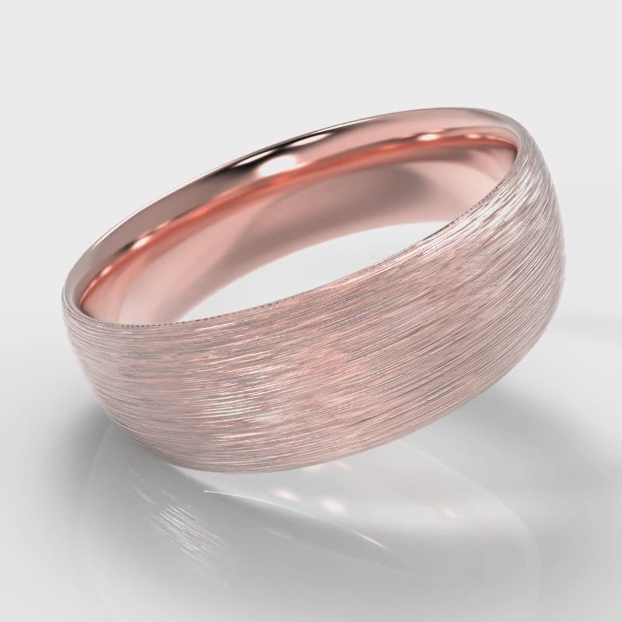 7mm Court Shaped Comfort Fit Brushed Wedding Ring - Rose Gold