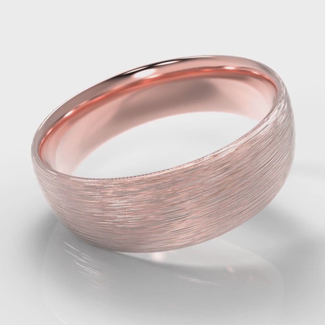 7mm Court Shaped Comfort Fit Brushed Wedding Ring - Rose Gold