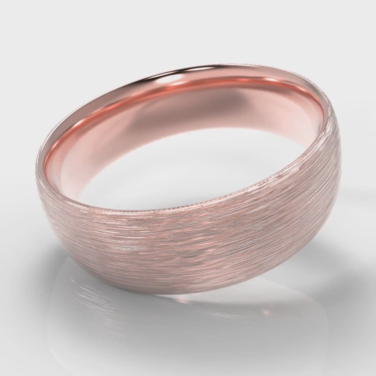 7mm Court Shaped Comfort Fit Brushed Wedding Ring - Rose Gold
