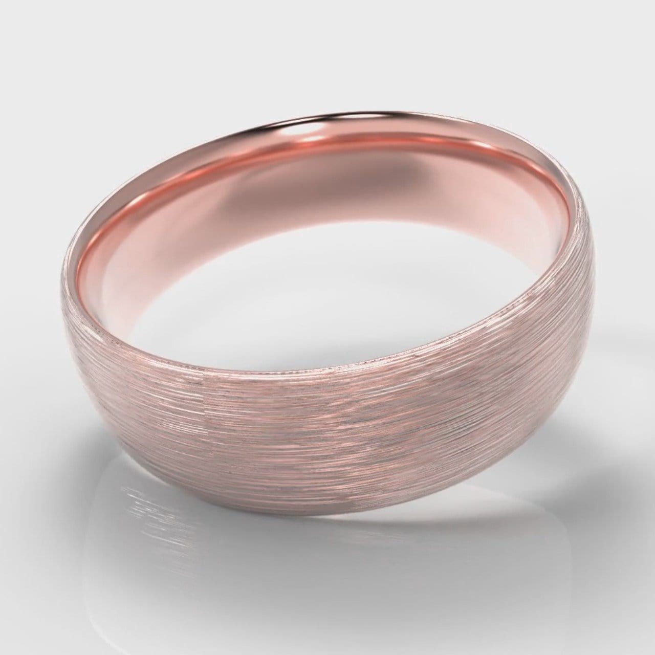7mm Court Shaped Comfort Fit Brushed Wedding Ring - Rose Gold
