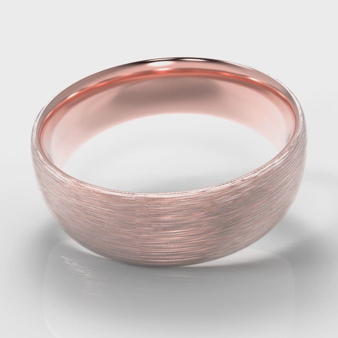 7mm Court Shaped Comfort Fit Brushed Wedding Ring - Rose Gold