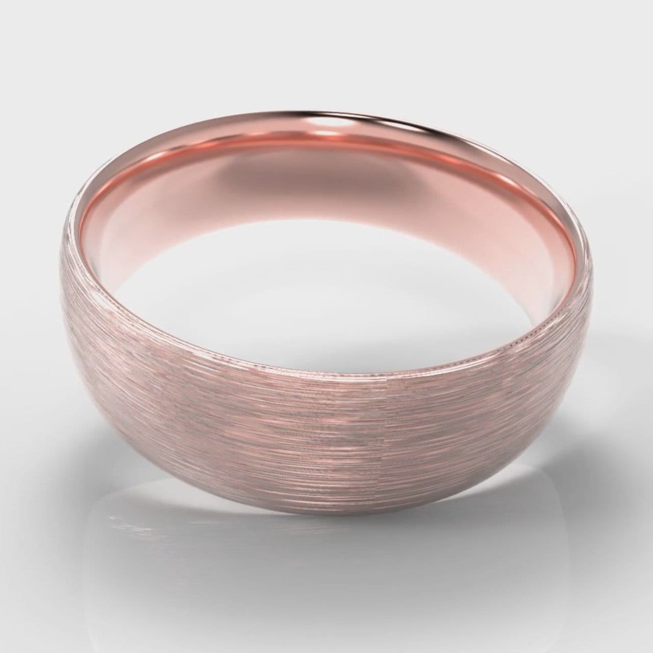 7mm Court Shaped Comfort Fit Brushed Wedding Ring - Rose Gold