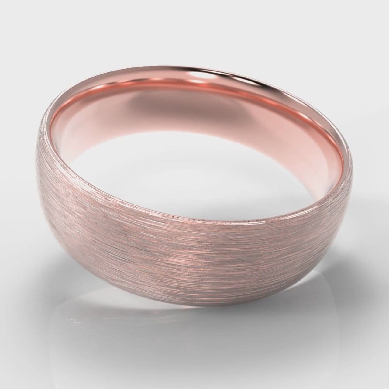 7mm Court Shaped Comfort Fit Brushed Wedding Ring - Rose Gold