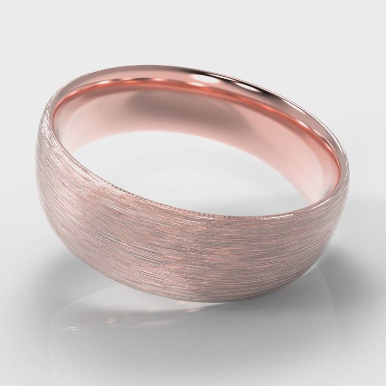 7mm Court Shaped Comfort Fit Brushed Wedding Ring - Rose Gold