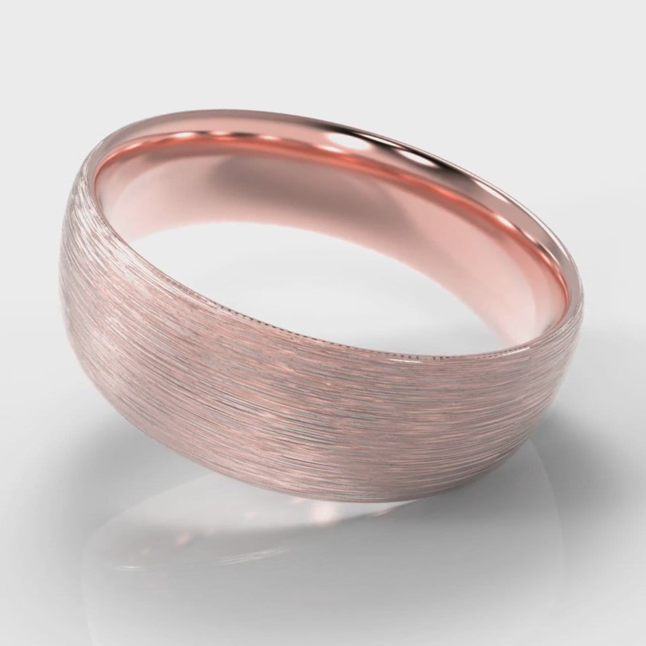 7mm Court Shaped Comfort Fit Brushed Wedding Ring - Rose Gold
