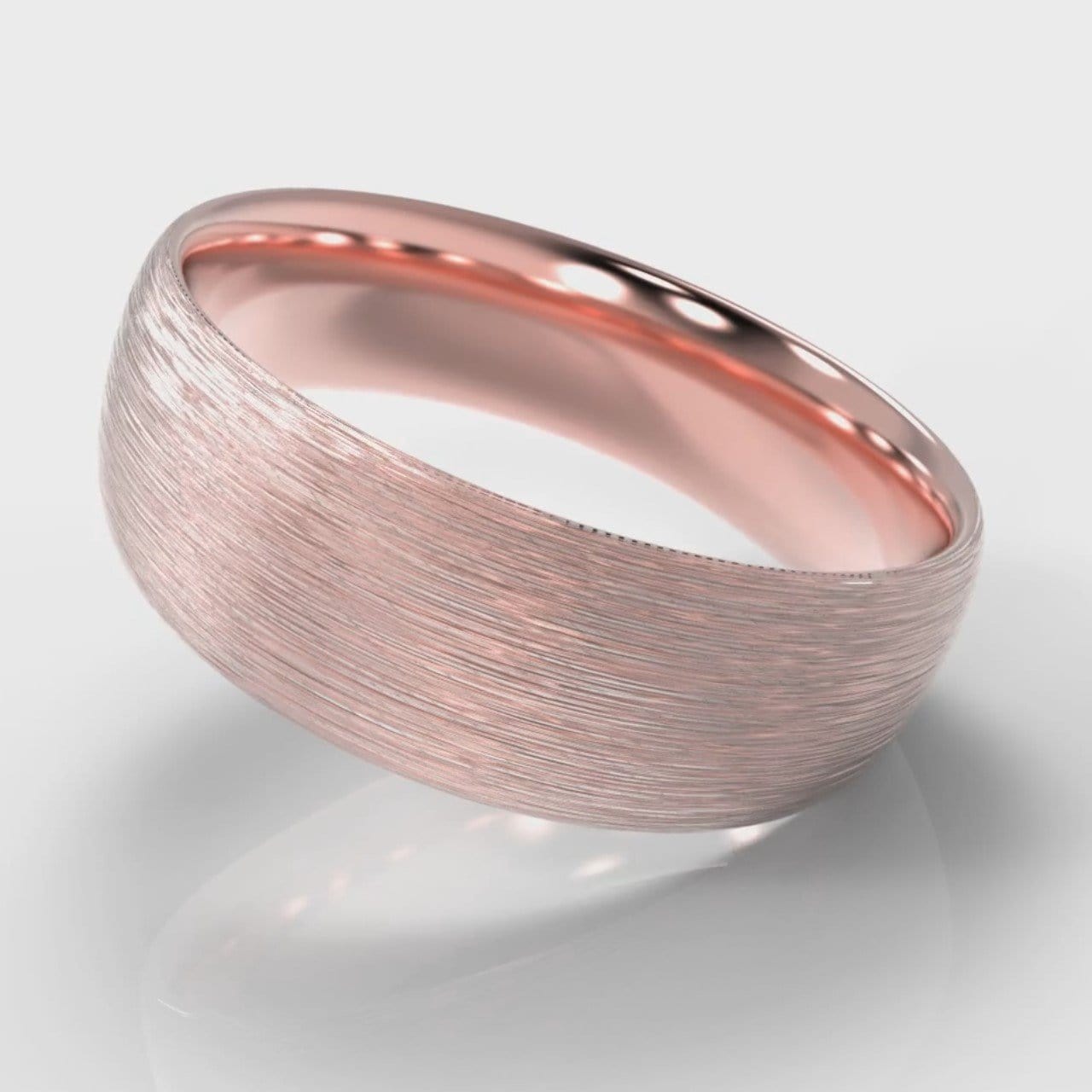 7mm Court Shaped Comfort Fit Brushed Wedding Ring - Rose Gold