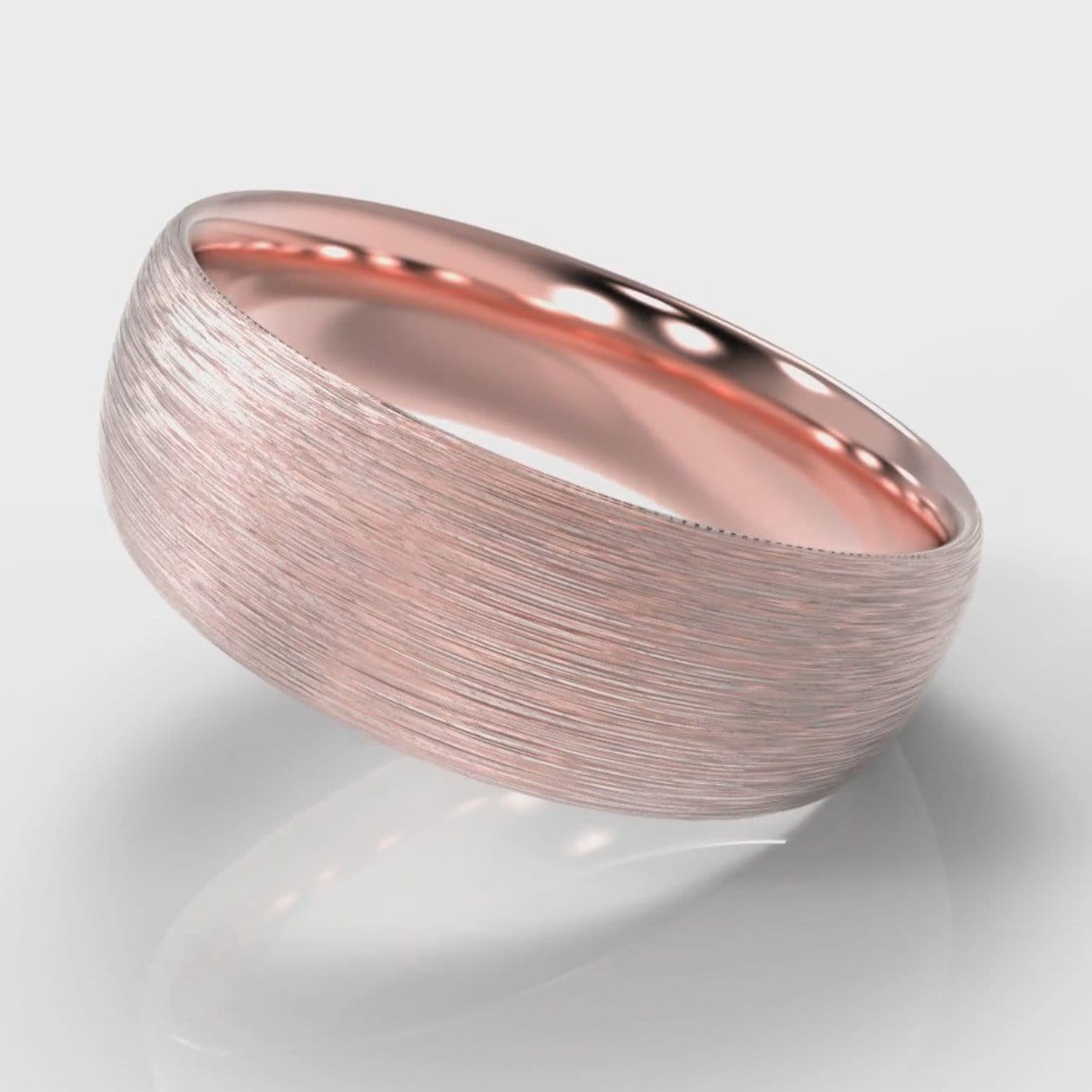 7mm Court Shaped Comfort Fit Brushed Wedding Ring - Rose Gold