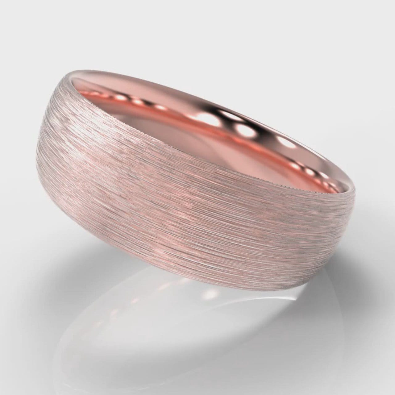 7mm Court Shaped Comfort Fit Brushed Wedding Ring - Rose Gold