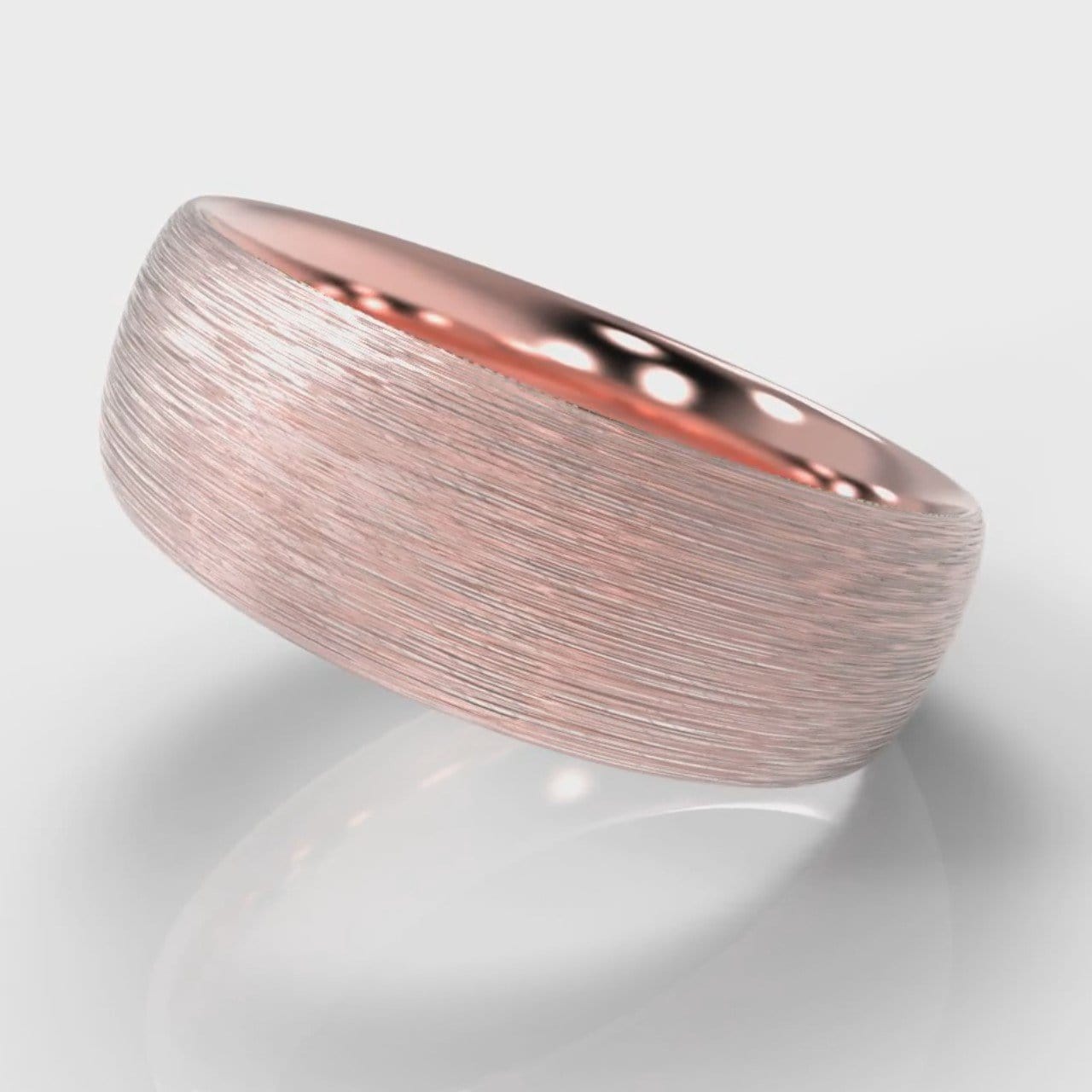 7mm Court Shaped Comfort Fit Brushed Wedding Ring - Rose Gold