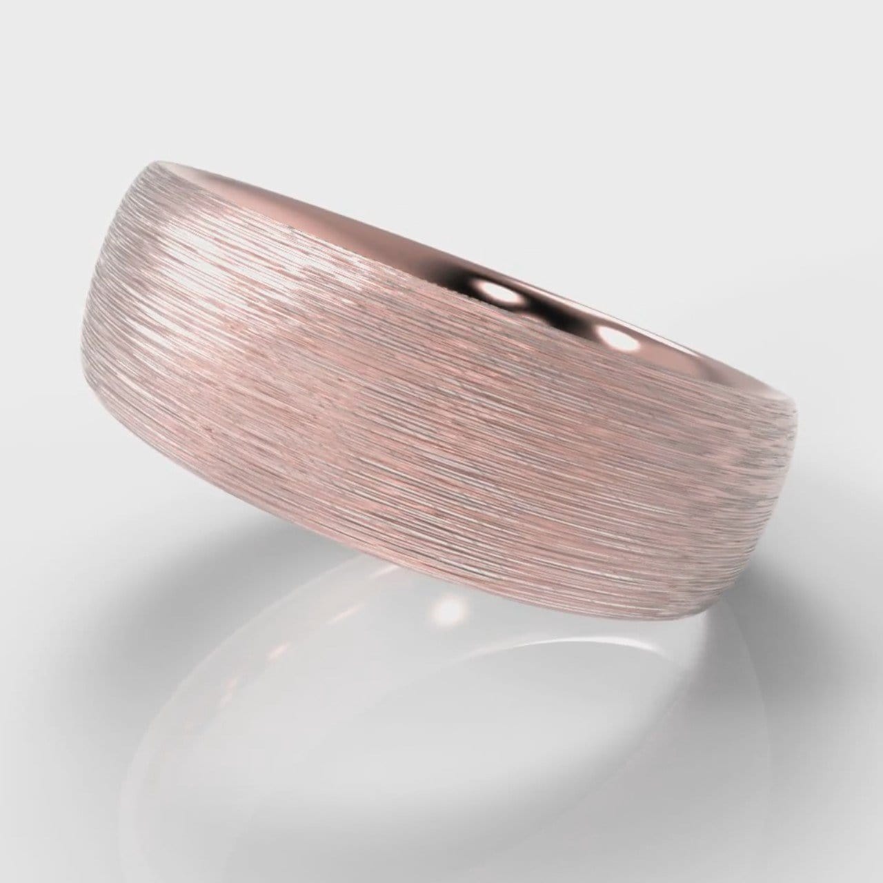 7mm Court Shaped Comfort Fit Brushed Wedding Ring - Rose Gold