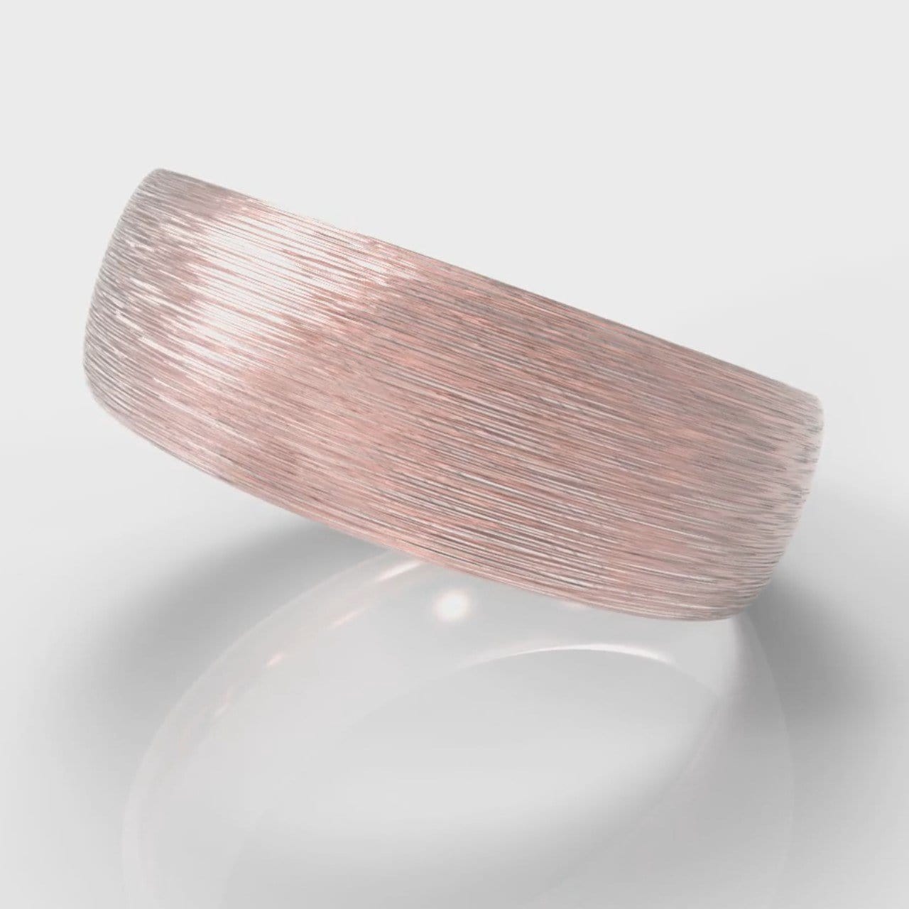 7mm Court Shaped Comfort Fit Brushed Wedding Ring - Rose Gold