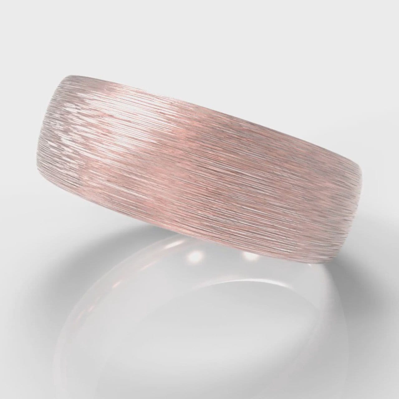 7mm Court Shaped Comfort Fit Brushed Wedding Ring - Rose Gold