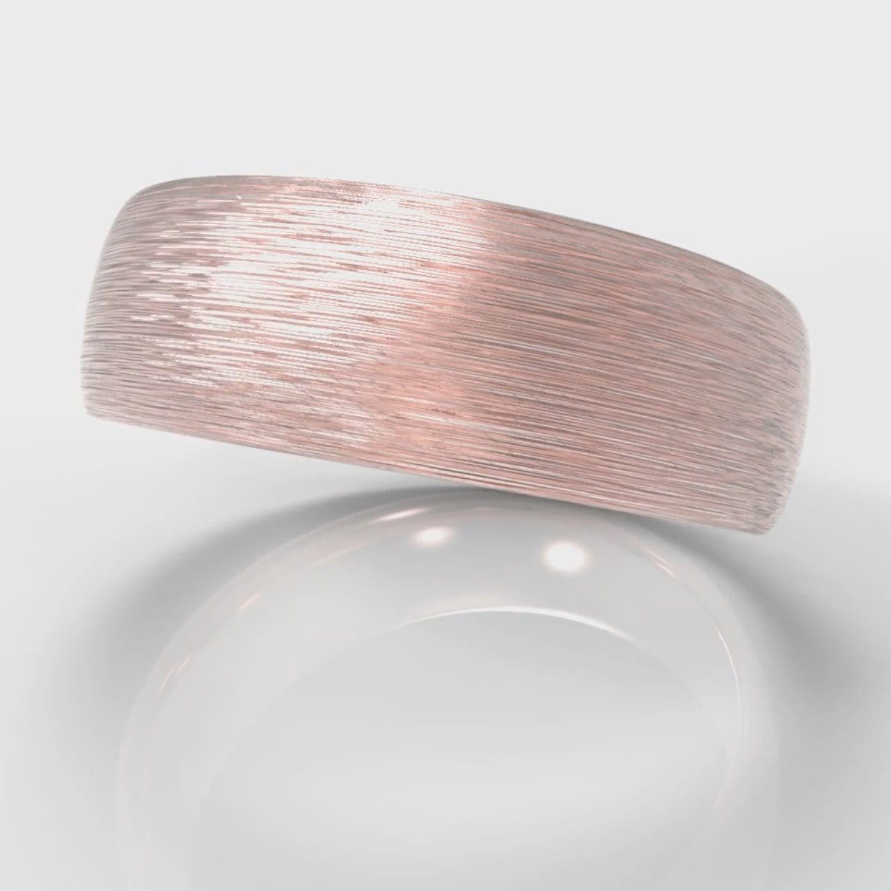 7mm Court Shaped Comfort Fit Brushed Wedding Ring - Rose Gold