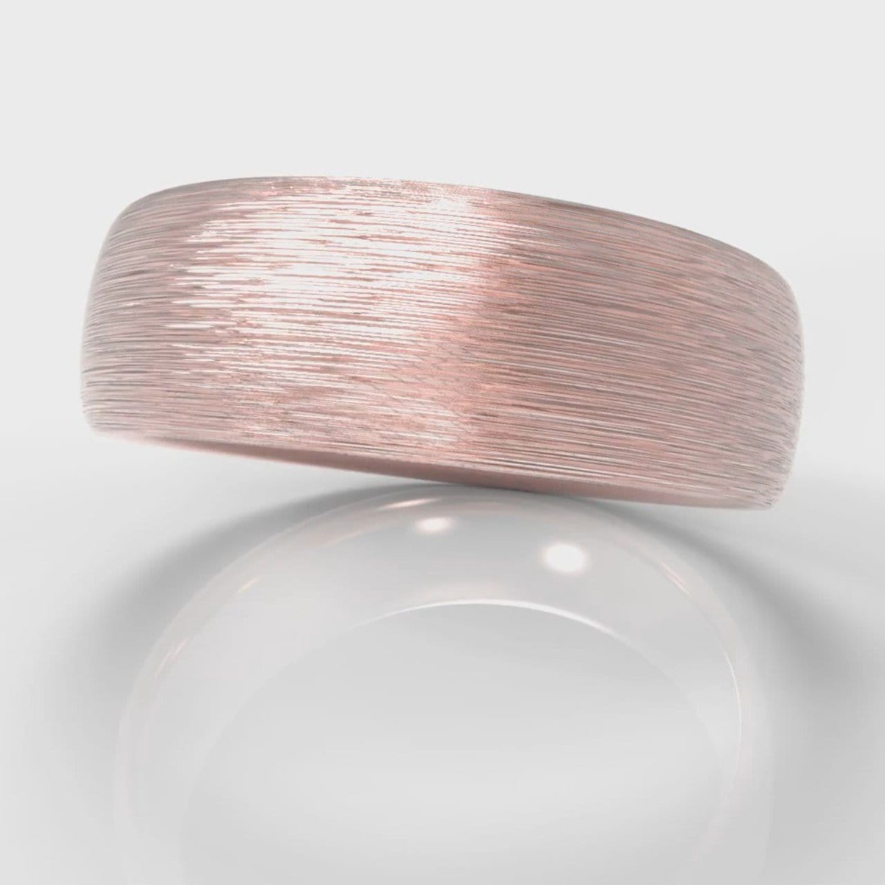 7mm Court Shaped Comfort Fit Brushed Wedding Ring - Rose Gold
