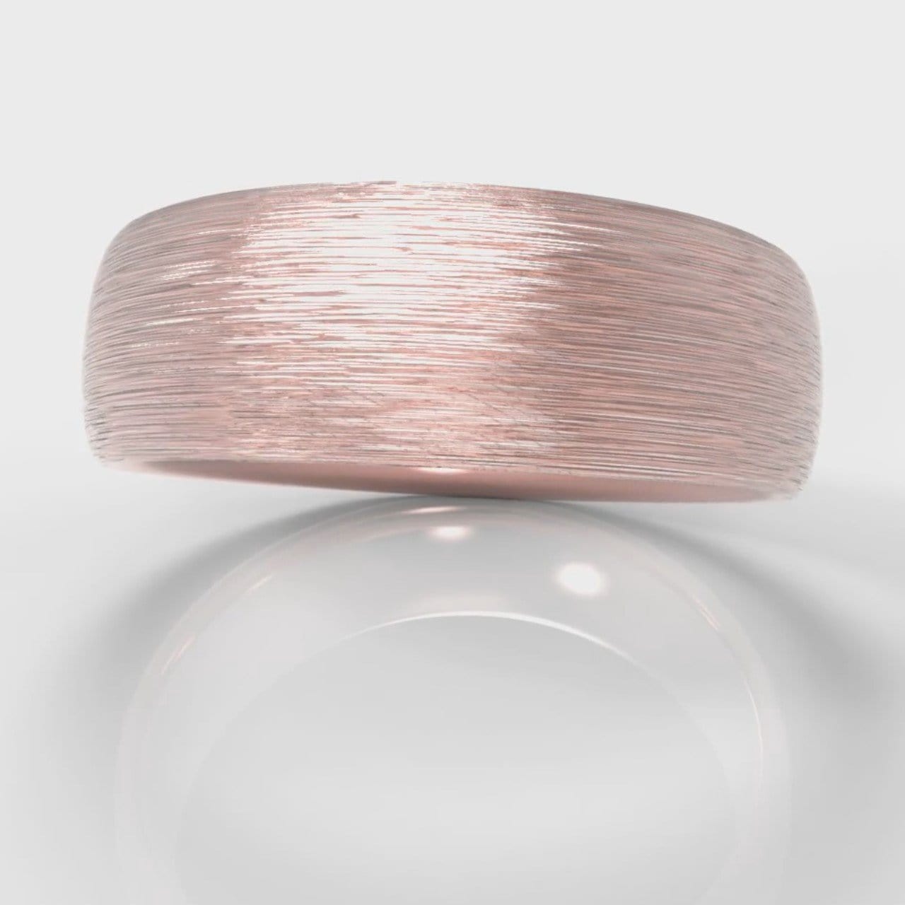 7mm Court Shaped Comfort Fit Brushed Wedding Ring - Rose Gold