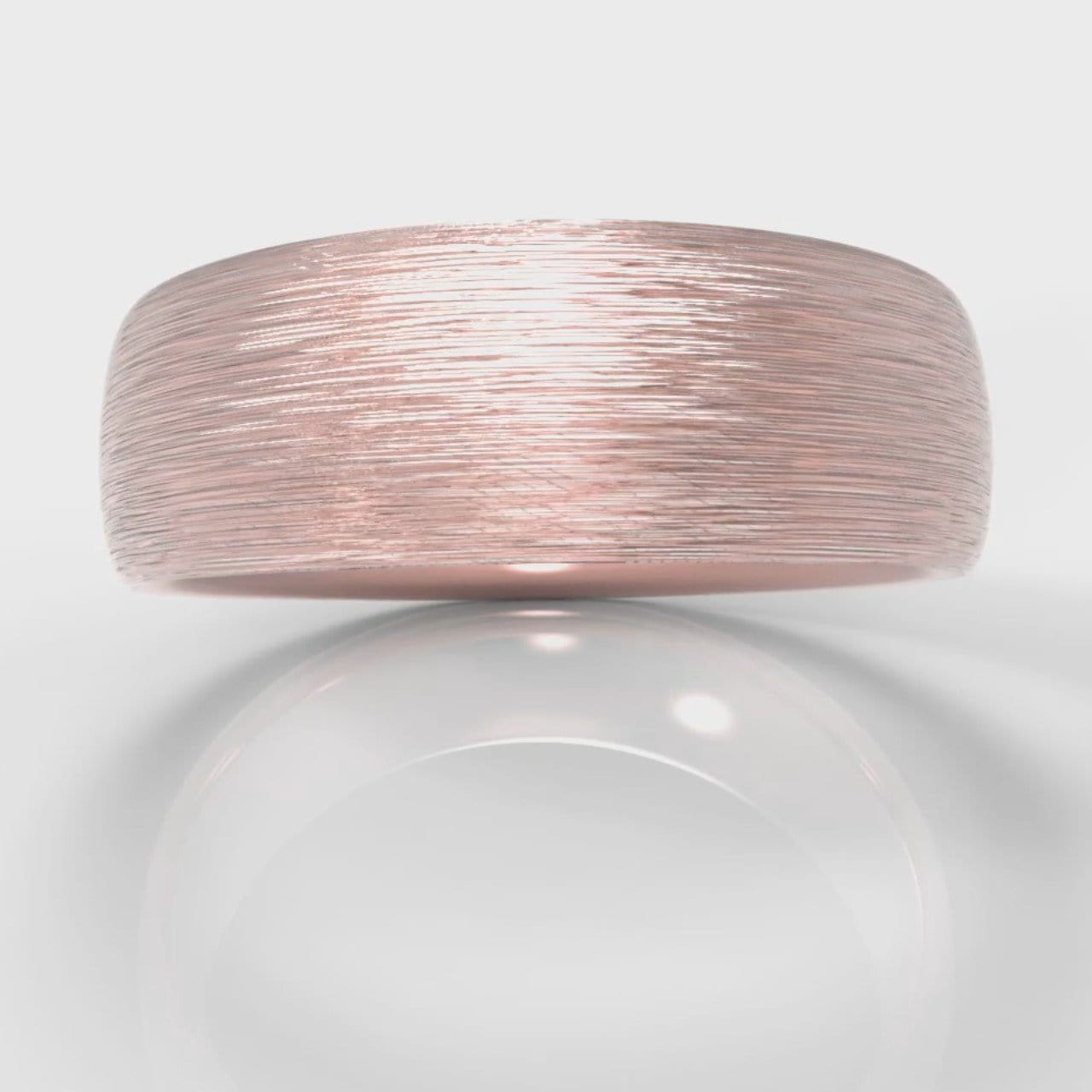 7mm Court Shaped Comfort Fit Brushed Wedding Ring - Rose Gold