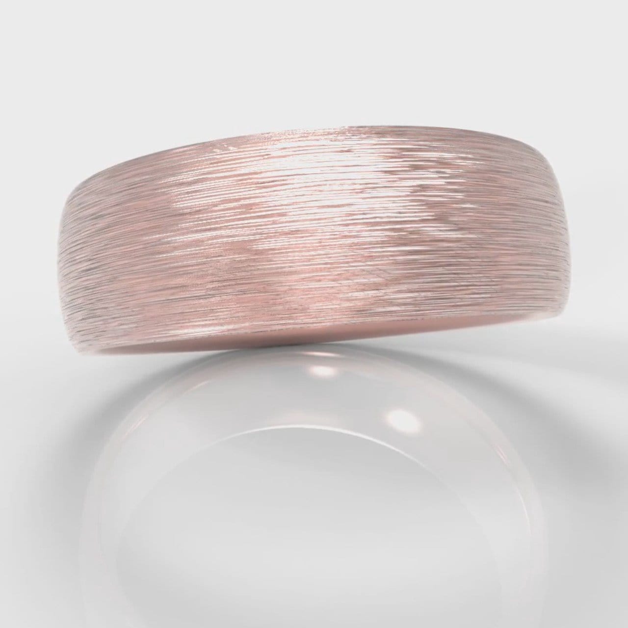 7mm Court Shaped Comfort Fit Brushed Wedding Ring - Rose Gold