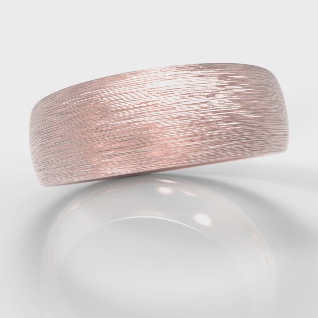 7mm Court Shaped Comfort Fit Brushed Wedding Ring - Rose Gold
