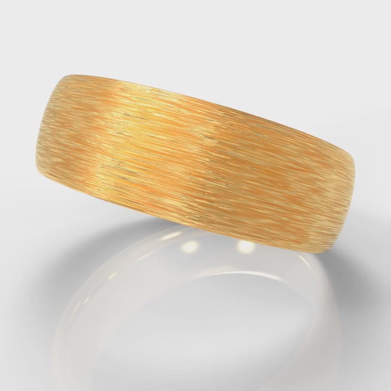 7mm Court Shaped Comfort Fit Brushed Wedding Ring - Yellow Gold