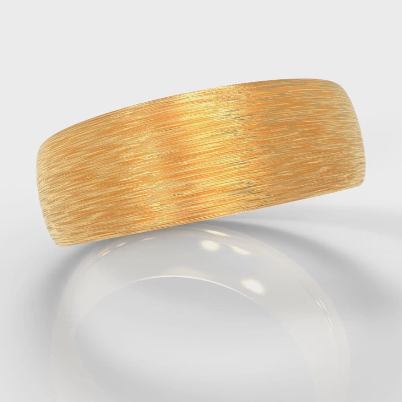 7mm Court Shaped Comfort Fit Brushed Wedding Ring - Yellow Gold