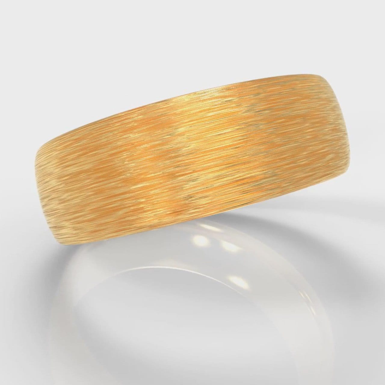 7mm Court Shaped Comfort Fit Brushed Wedding Ring - Yellow Gold