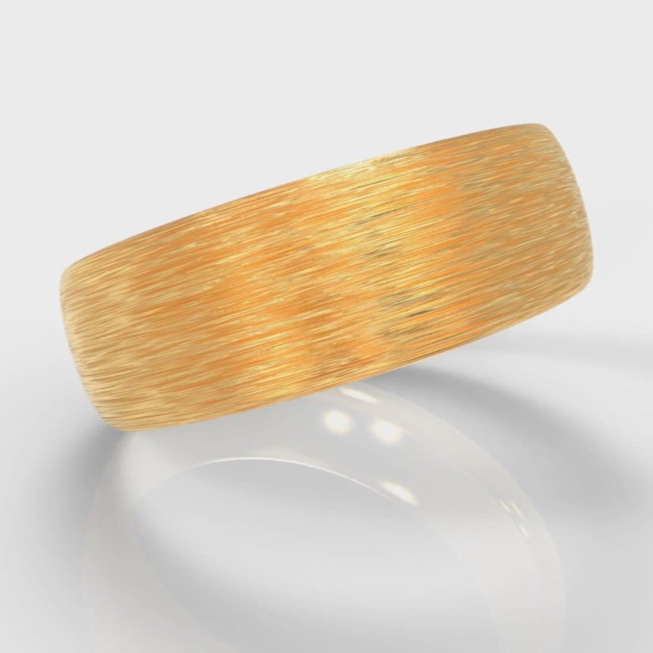 7mm Court Shaped Comfort Fit Brushed Wedding Ring - Yellow Gold