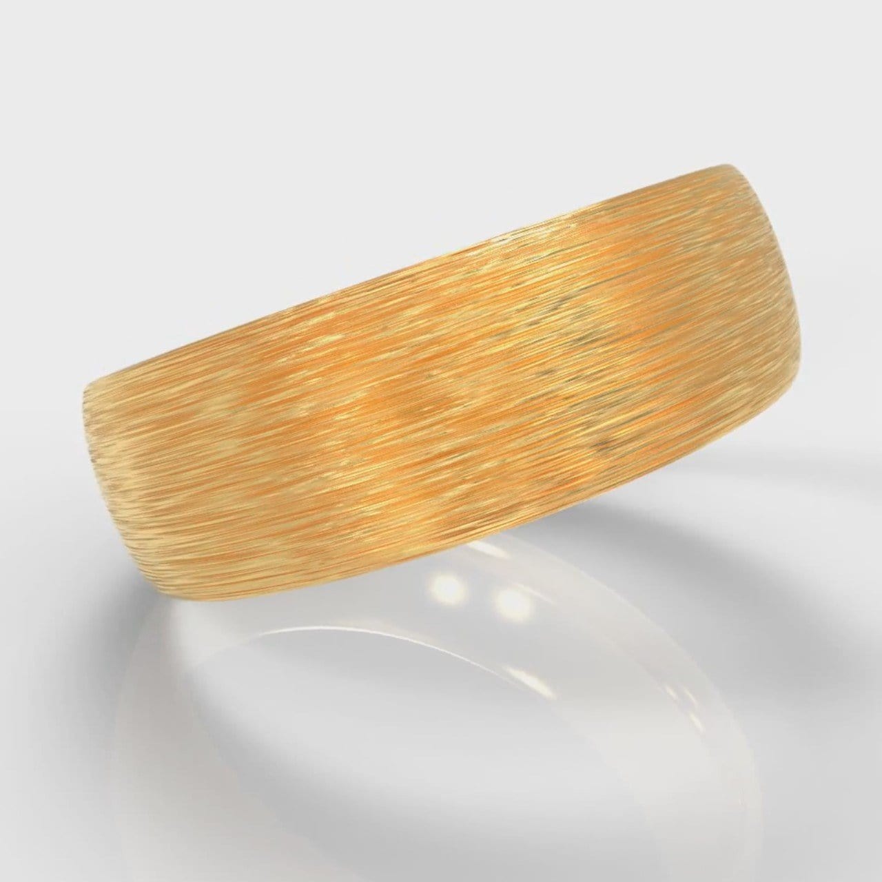7mm Court Shaped Comfort Fit Brushed Wedding Ring - Yellow Gold