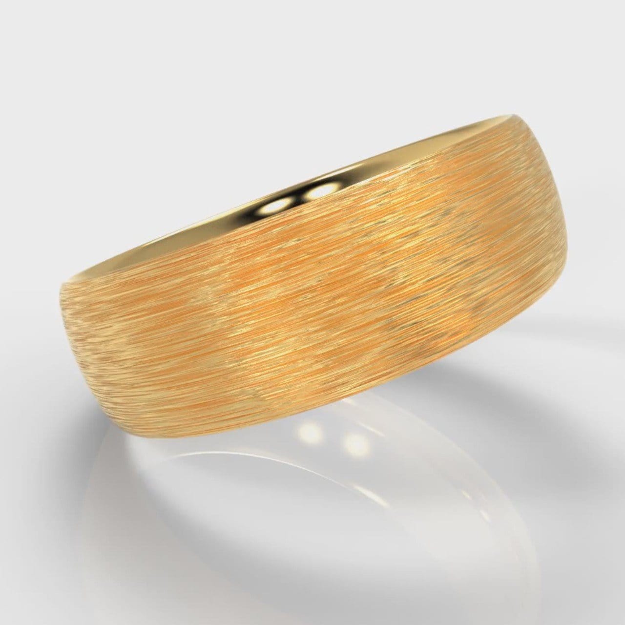 7mm Court Shaped Comfort Fit Brushed Wedding Ring - Yellow Gold