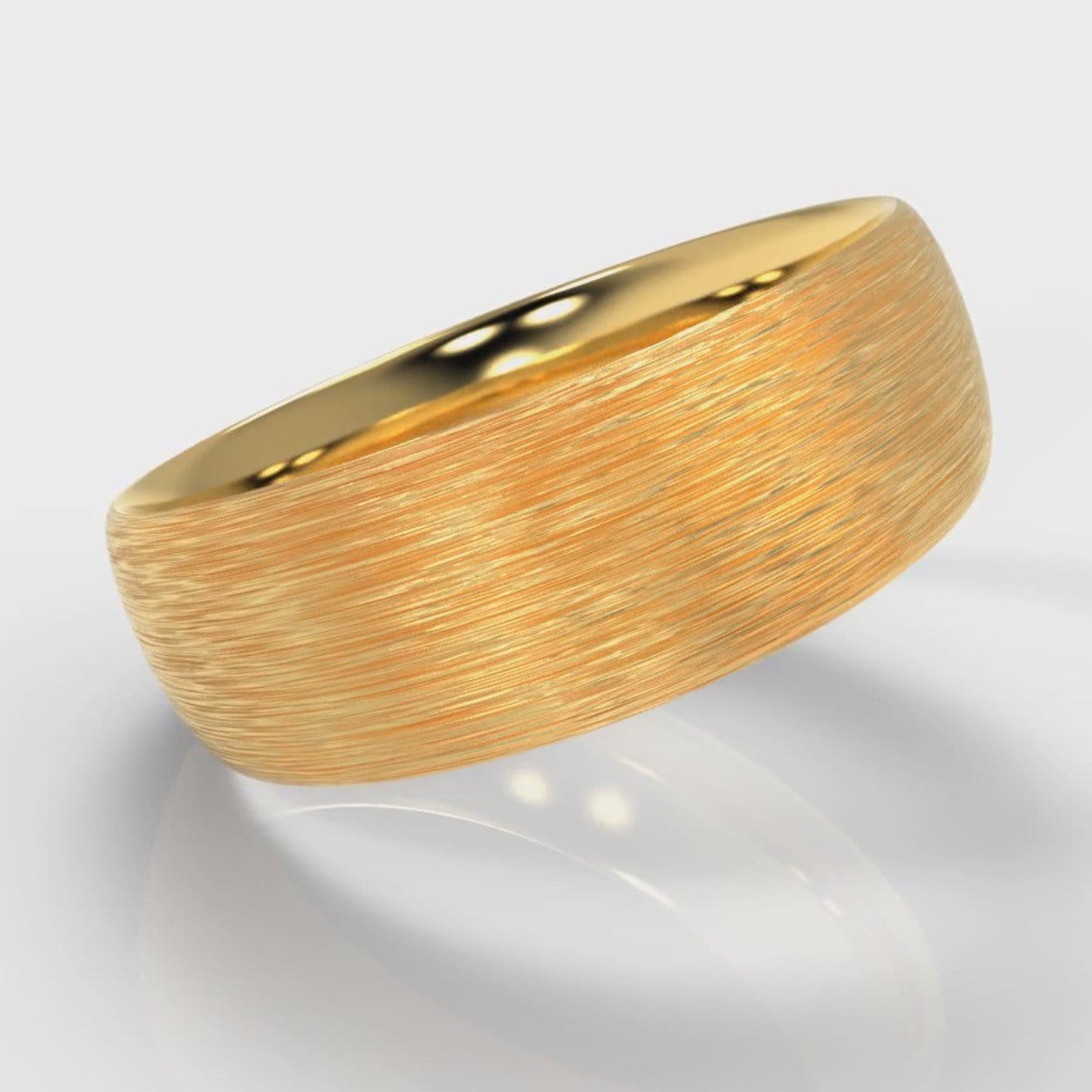 7mm Court Shaped Comfort Fit Brushed Wedding Ring - Yellow Gold
