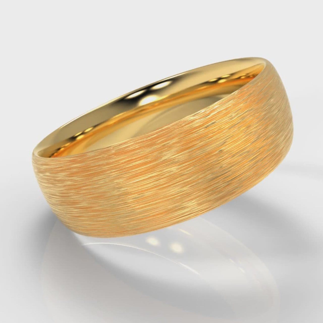 7mm Court Shaped Comfort Fit Brushed Wedding Ring - Yellow Gold