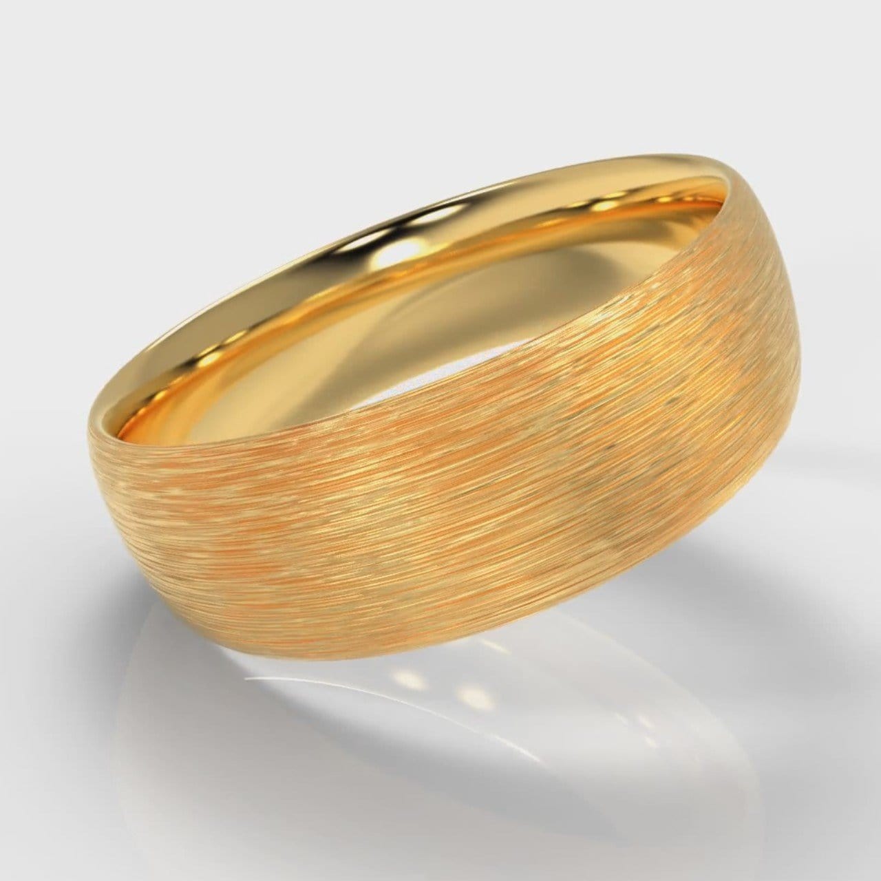 7mm Court Shaped Comfort Fit Brushed Wedding Ring - Yellow Gold