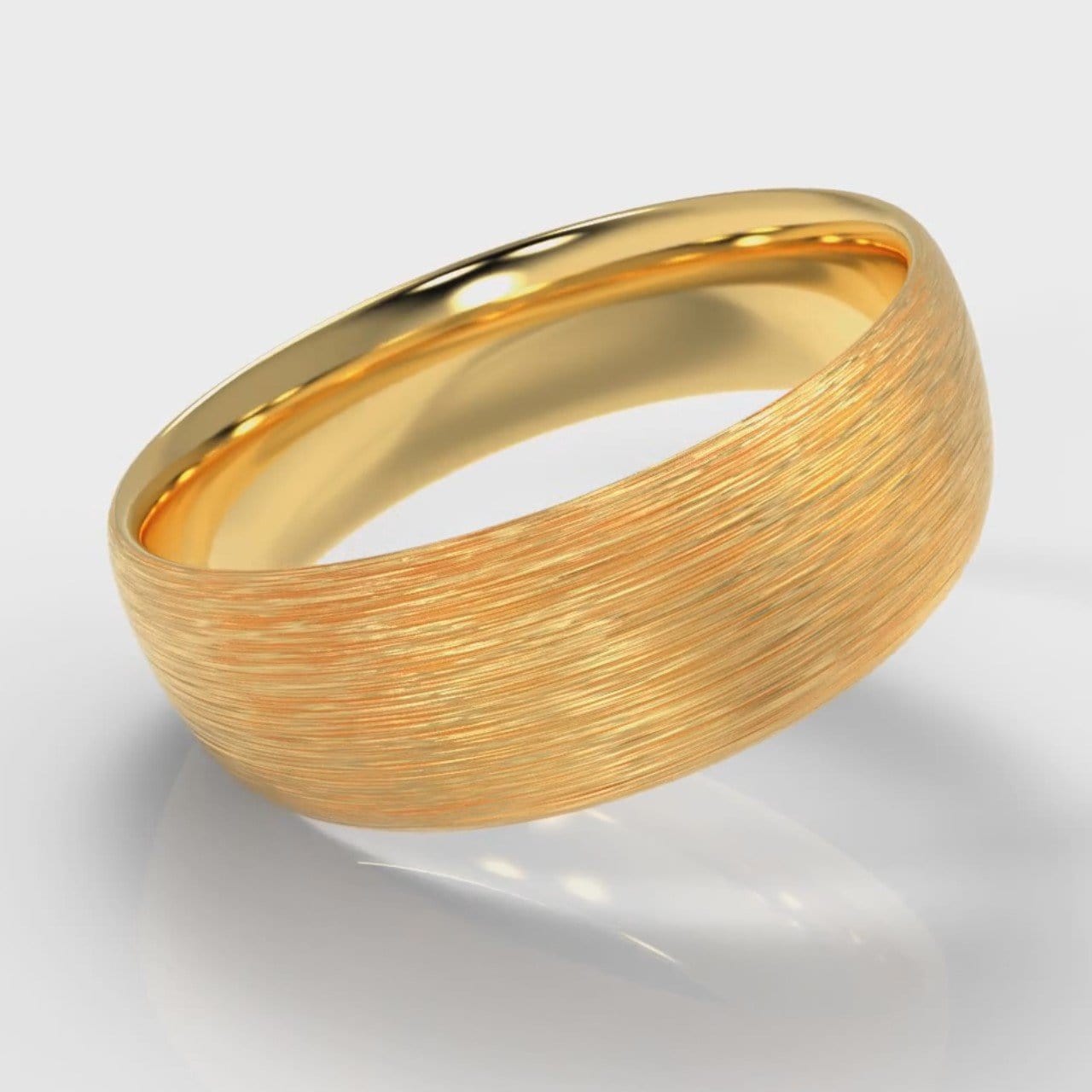 7mm Court Shaped Comfort Fit Brushed Wedding Ring - Yellow Gold