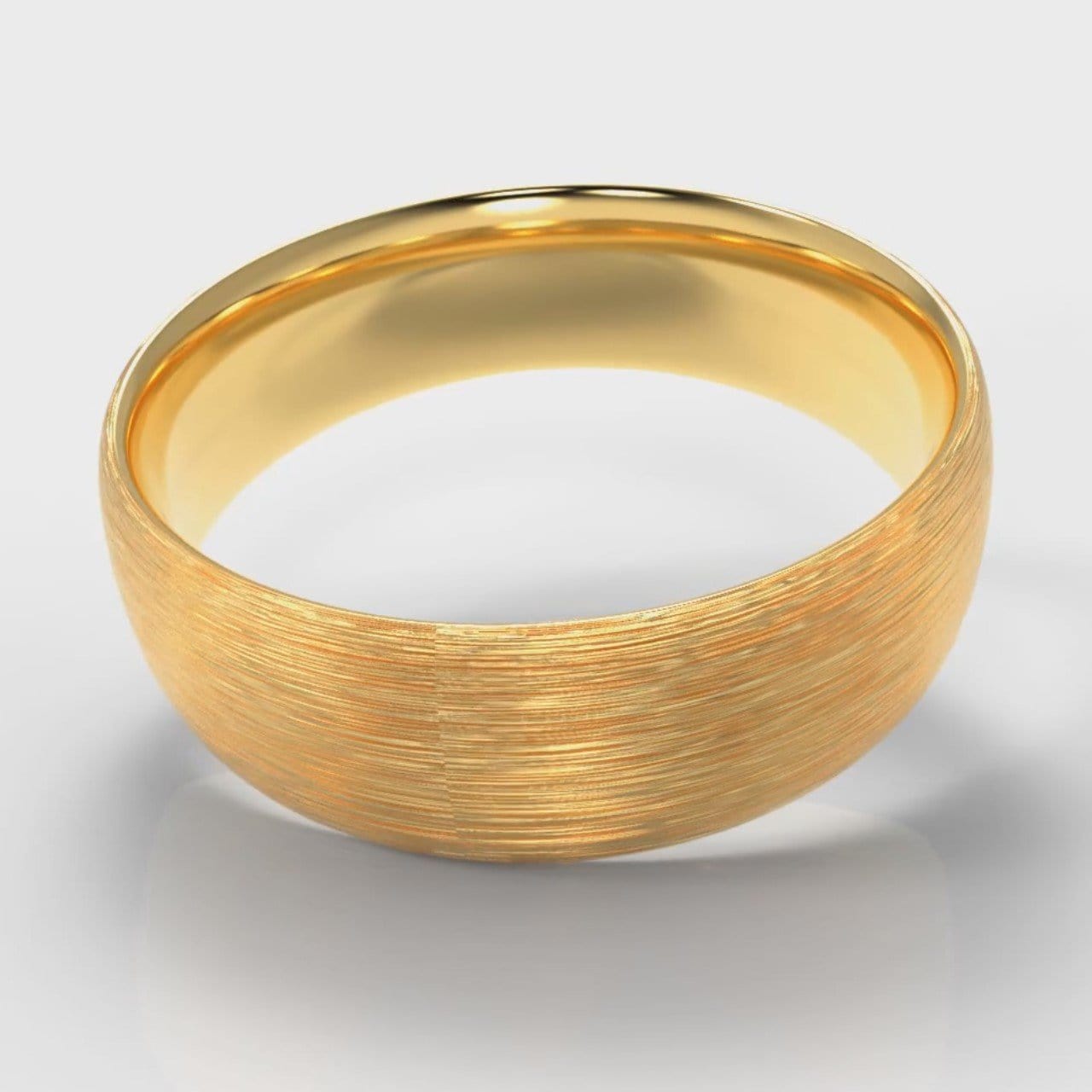 7mm Court Shaped Comfort Fit Brushed Wedding Ring - Yellow Gold