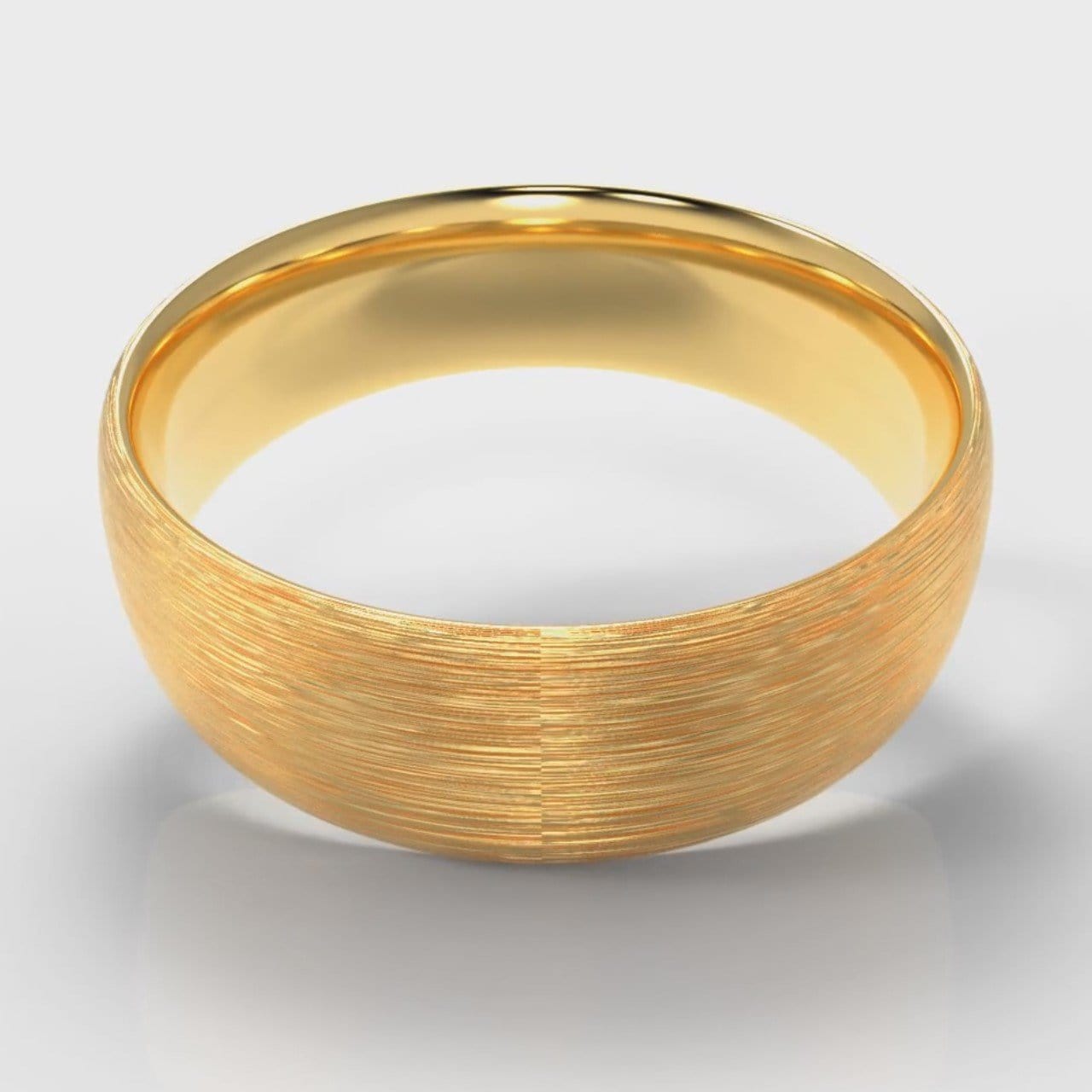 7mm Court Shaped Comfort Fit Brushed Wedding Ring - Yellow Gold