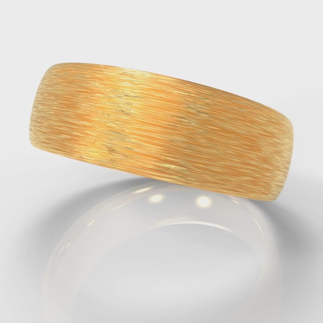 7mm Court Shaped Comfort Fit Brushed Wedding Ring - Yellow Gold