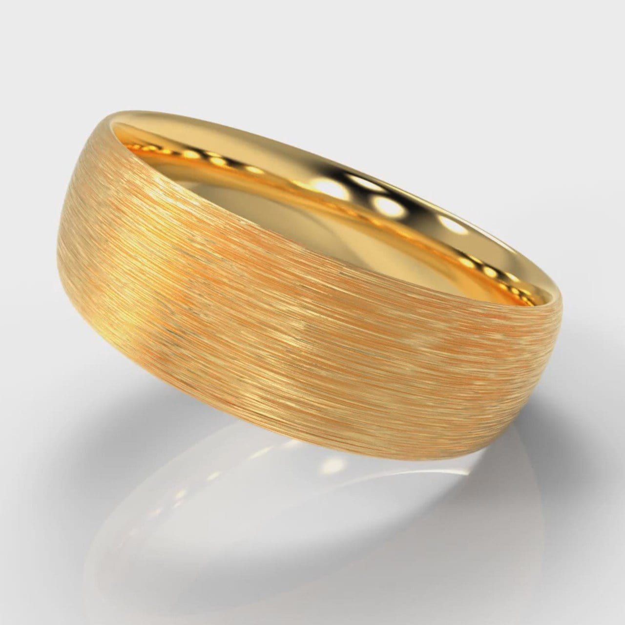 7mm Court Shaped Comfort Fit Brushed Wedding Ring - Yellow Gold