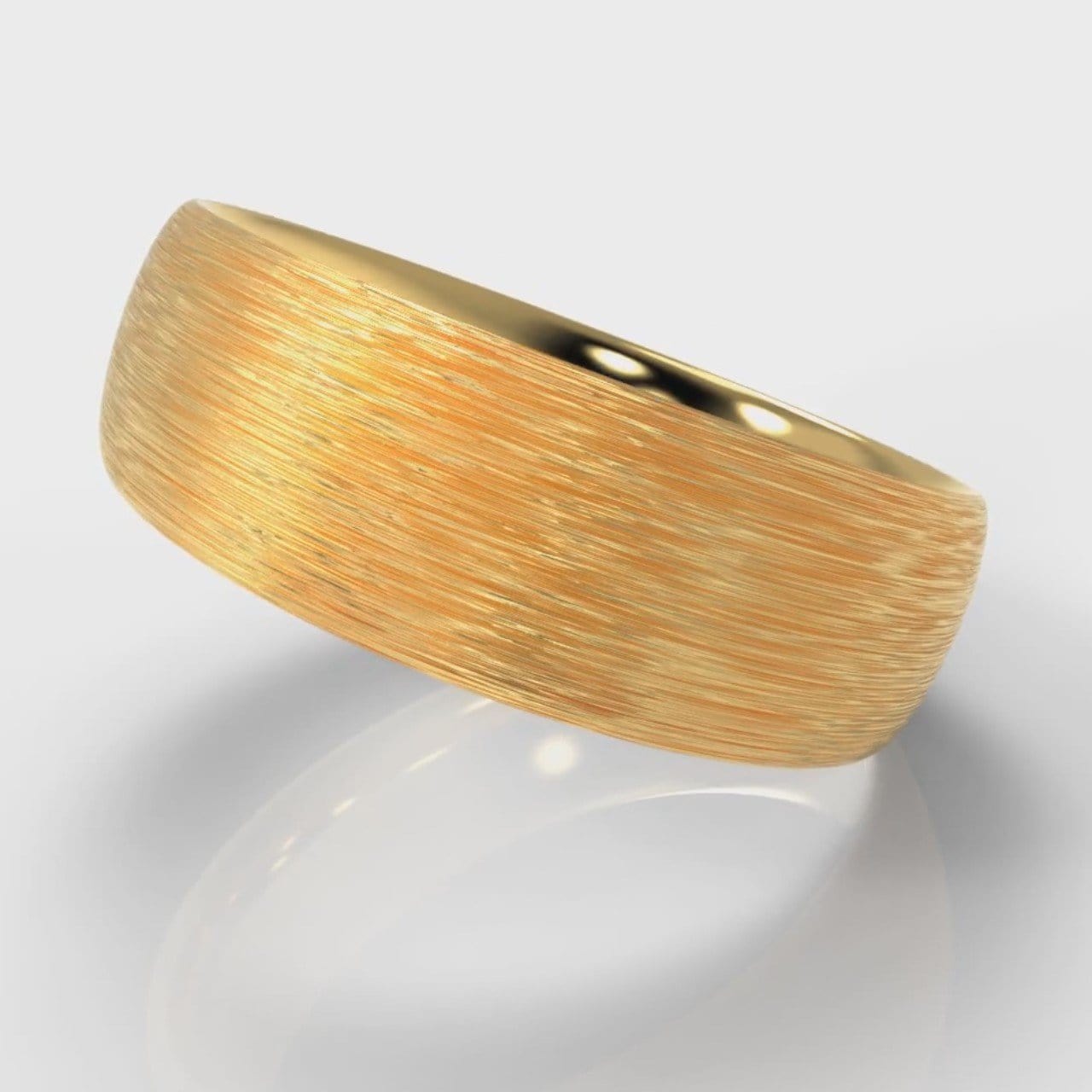 7mm Court Shaped Comfort Fit Brushed Wedding Ring - Yellow Gold