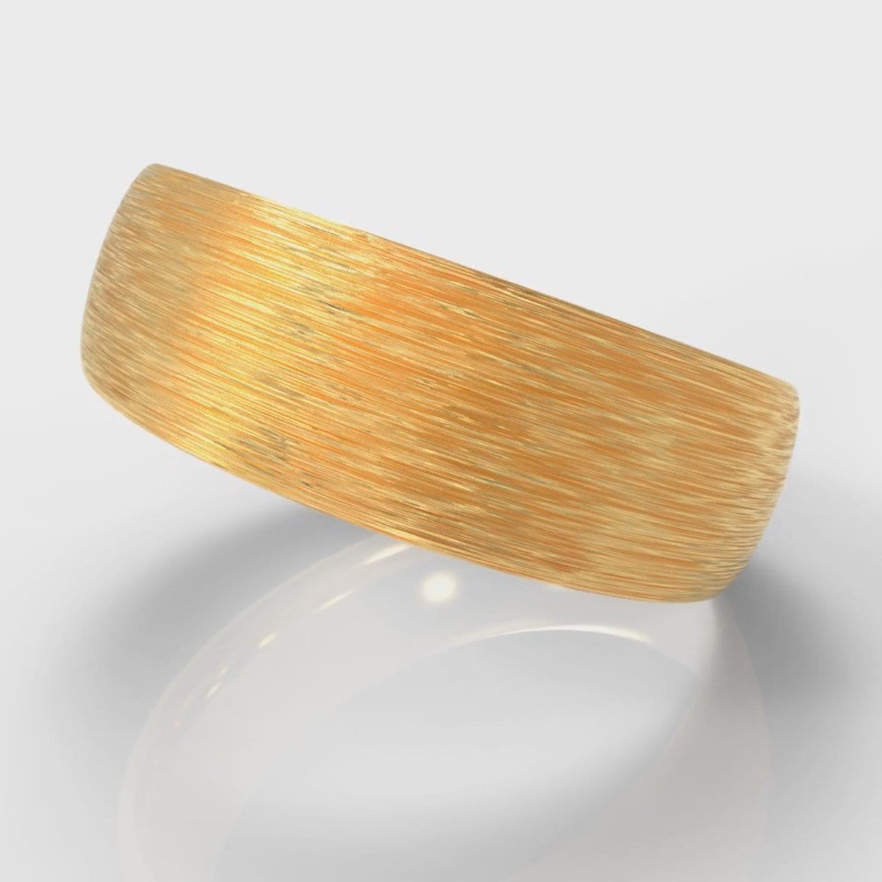 7mm Court Shaped Comfort Fit Brushed Wedding Ring - Yellow Gold
