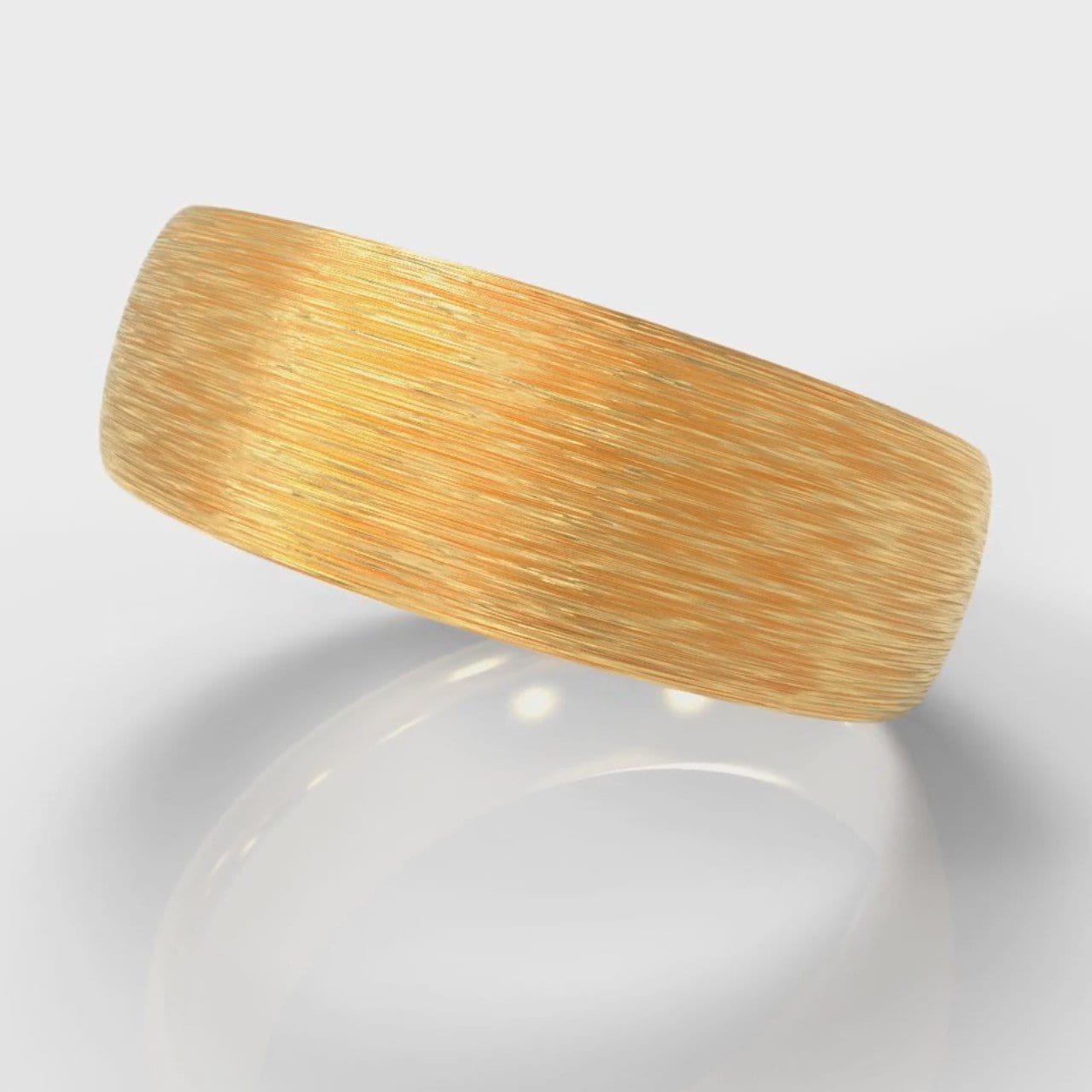 7mm Court Shaped Comfort Fit Brushed Wedding Ring - Yellow Gold
