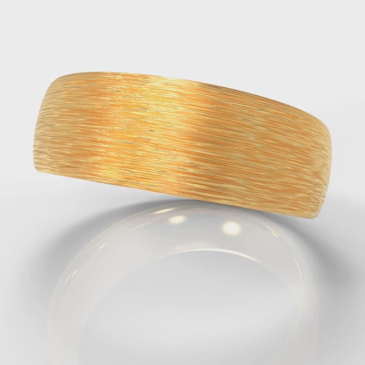 7mm Court Shaped Comfort Fit Brushed Wedding Ring - Yellow Gold