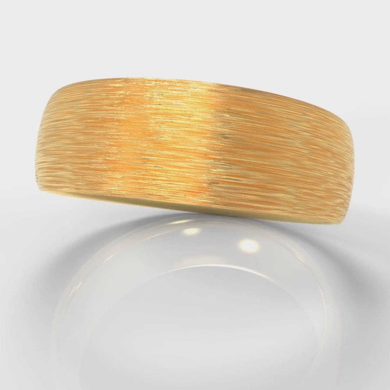 7mm Court Shaped Comfort Fit Brushed Wedding Ring - Yellow Gold