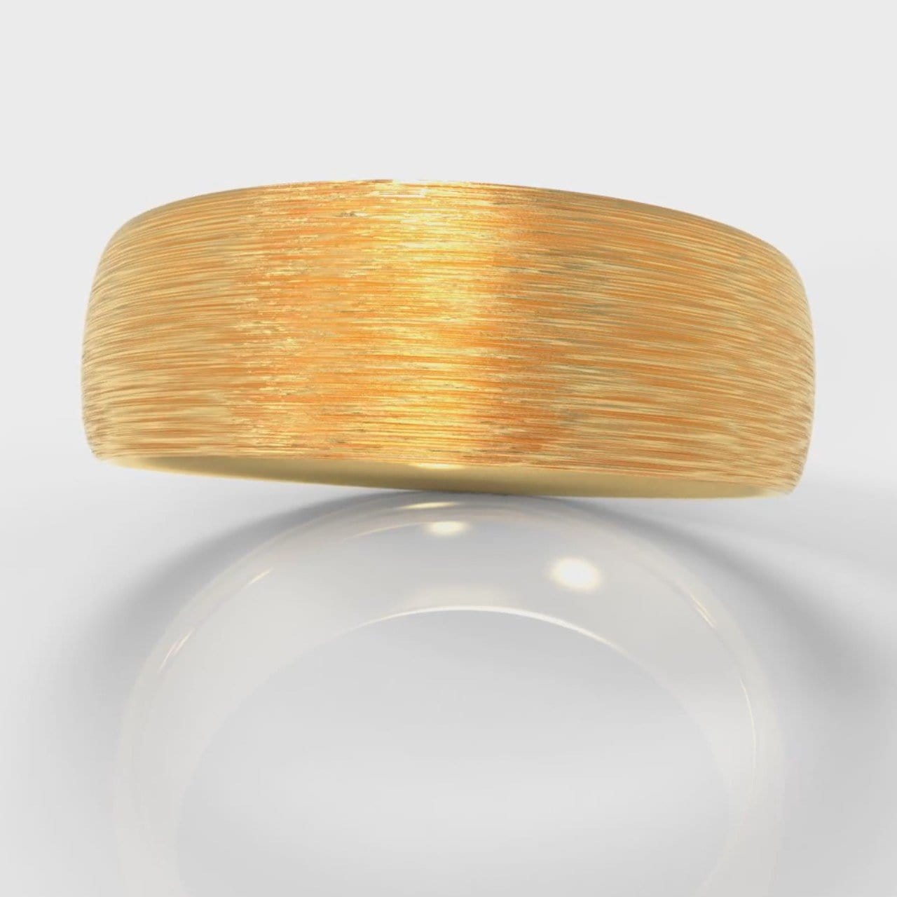 7mm Court Shaped Comfort Fit Brushed Wedding Ring - Yellow Gold