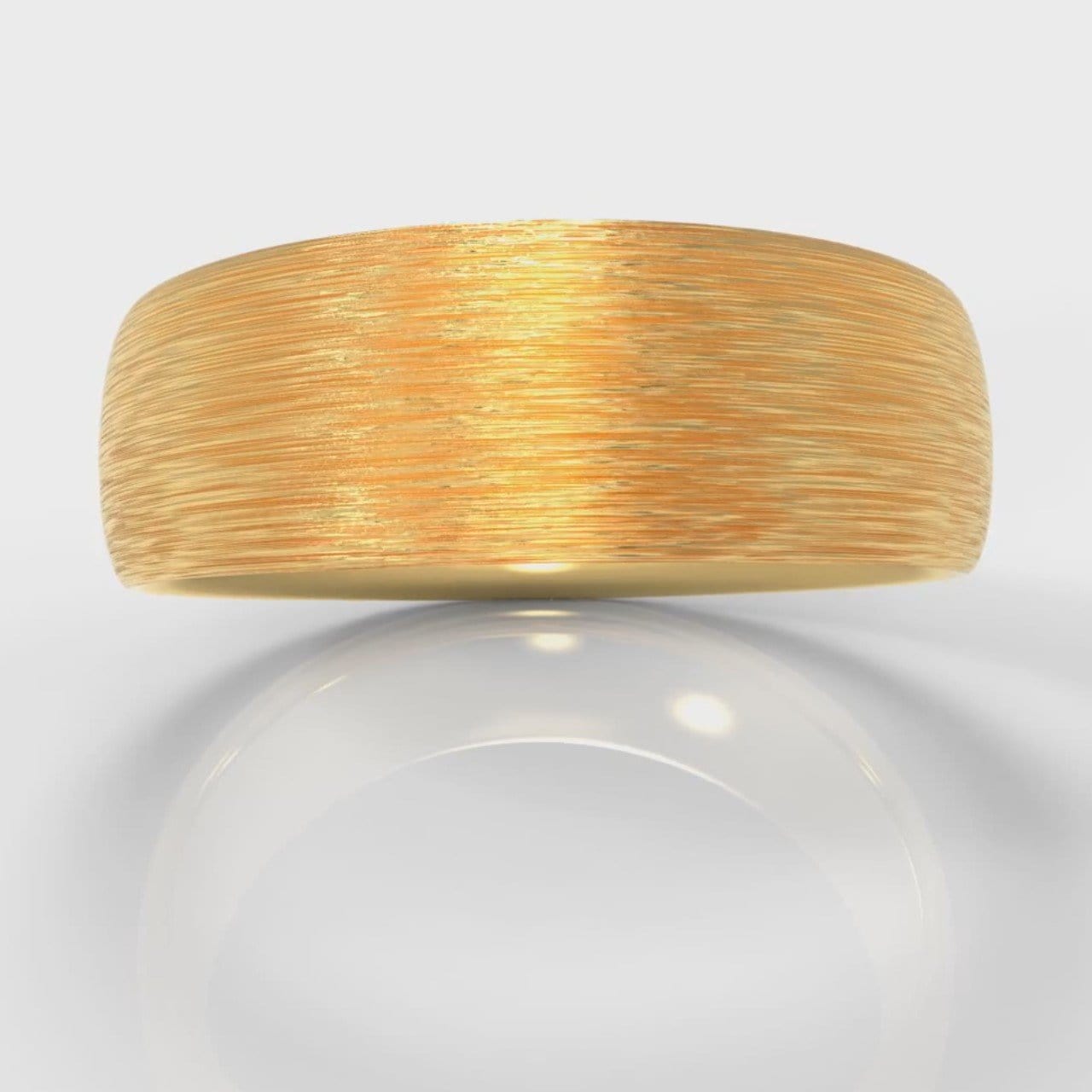 7mm Court Shaped Comfort Fit Brushed Wedding Ring - Yellow Gold