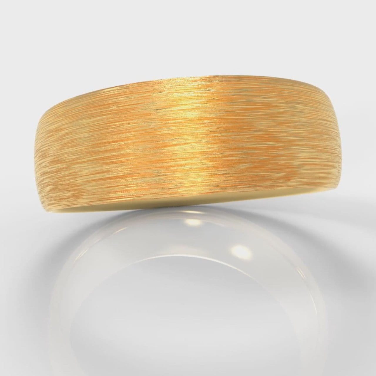 7mm Court Shaped Comfort Fit Brushed Wedding Ring - Yellow Gold