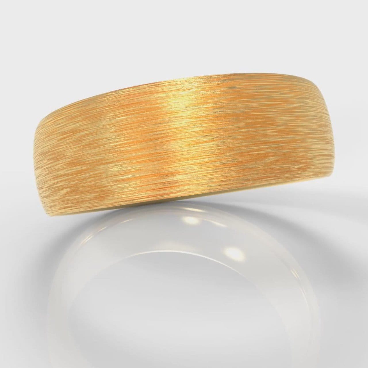 7mm Court Shaped Comfort Fit Brushed Wedding Ring - Yellow Gold