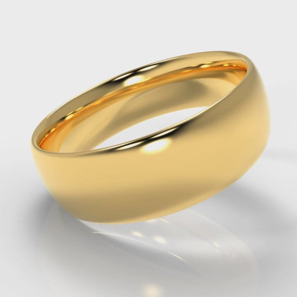 7mm Court Shaped Comfort Fit Wedding Ring - Yellow Gold