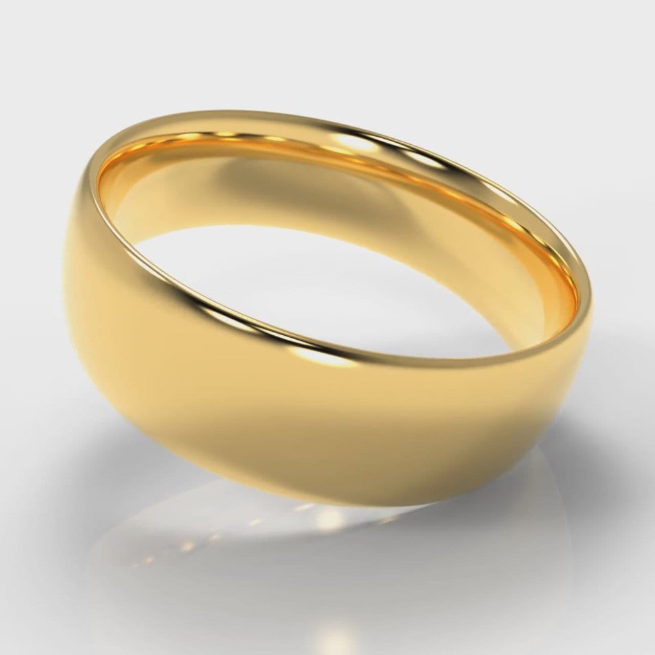 7mm Court Shaped Comfort Fit Wedding Ring - Yellow Gold