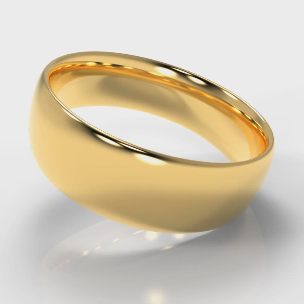 7mm Court Shaped Comfort Fit Wedding Ring - Yellow Gold