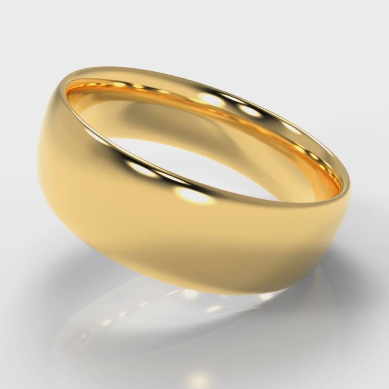 7mm Court Shaped Comfort Fit Wedding Ring - Yellow Gold