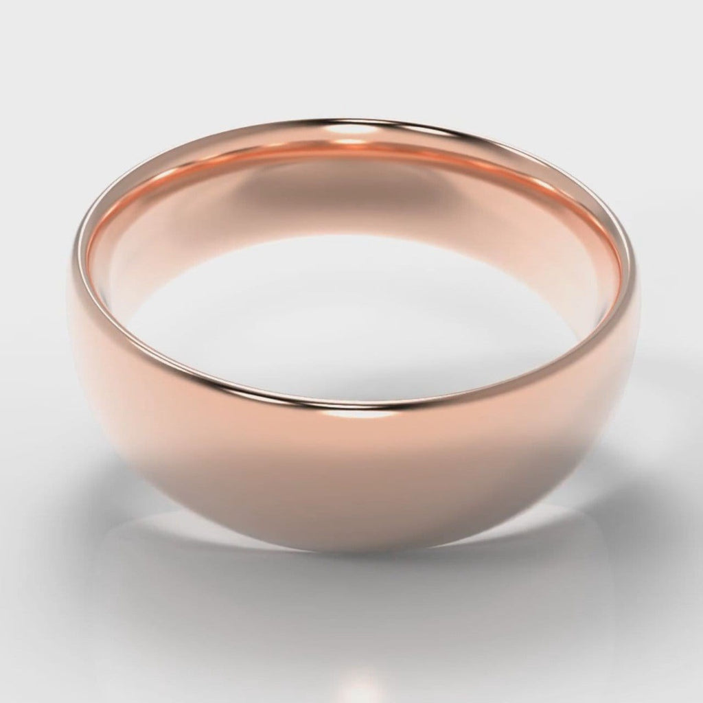 7mm Court Shaped Comfort Fit Wedding Ring - Rose Gold